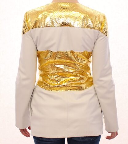 Vladimiro Gioia - Elegant White & Gold Leather Jacket