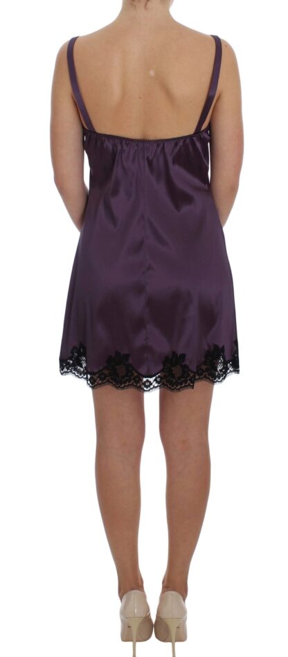 Dolce & Gabbana - Elegant Purple Silk Lace Chemise Dress