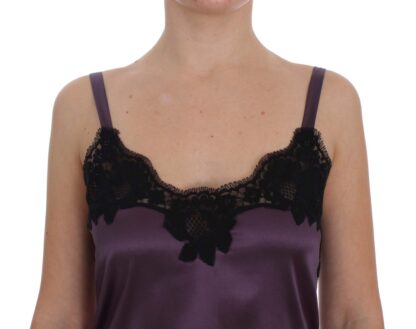 Dolce & Gabbana - Elegant Purple Silk Lace Chemise Dress