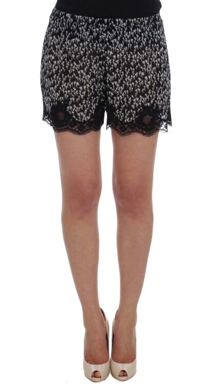 Dolce & Gabbana - Elegant Black & White Floral Lace Silk Shorts