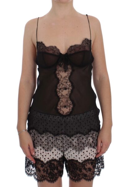 Dolce & Gabbana - Elegant Black Silk Lace Lingerie Chemise