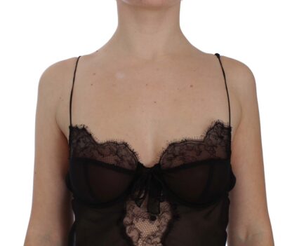 Dolce & Gabbana - Elegant Black Silk Lace Lingerie Chemise