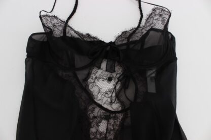 Dolce & Gabbana - Elegant Black Silk Lace Lingerie Chemise