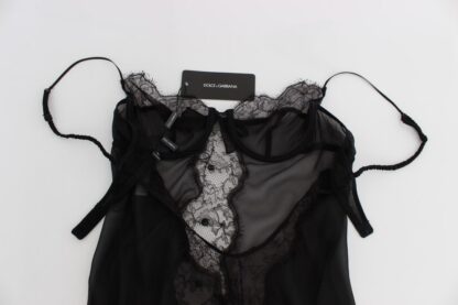 Dolce & Gabbana - Elegant Black Silk Lace Lingerie Chemise