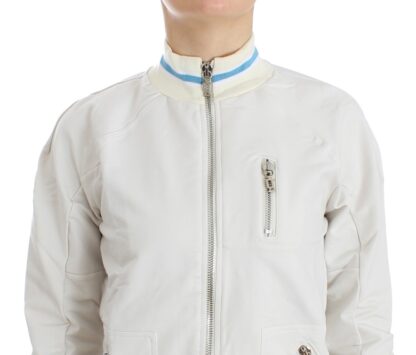 John Galliano - Elegant White Zip Cardigan