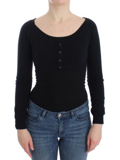 Ermanno Scervino - Chic Cropped Black Wool-Cashmere Sweater