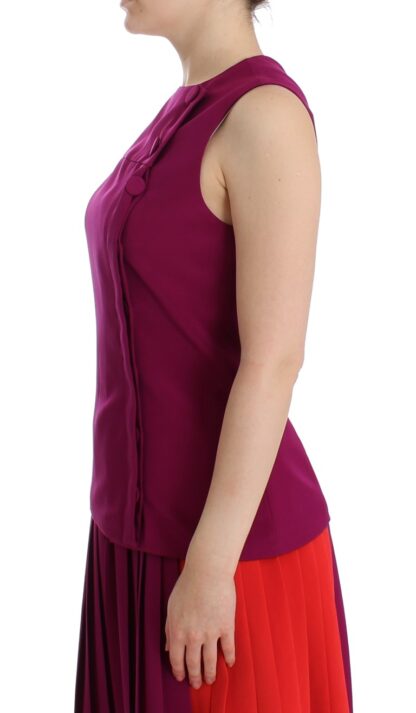 Barbara Casasola - Stunning Silk Sleeveless Purple Blouse