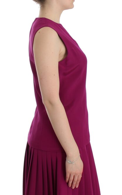 Barbara Casasola - Stunning Silk Sleeveless Purple Blouse