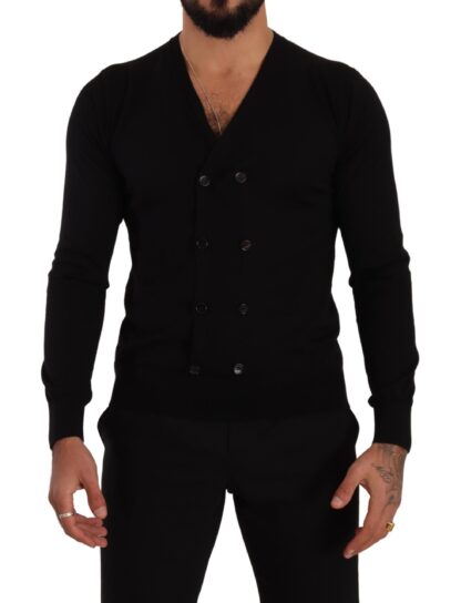 Dolce & Gabbana - Elegant V-Neck Black Cashmere Cardigan