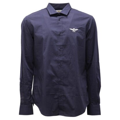 Aeronautica Militare - Dark Blue Cotton Men Shirt