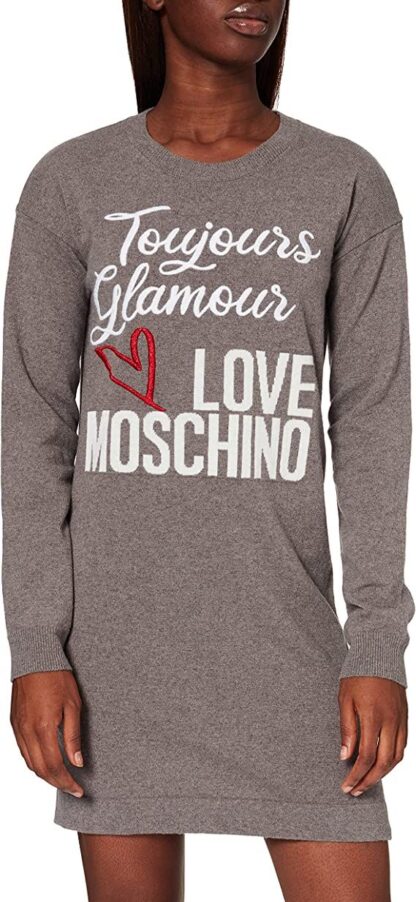 Love Moschino - Chic Wool-Blend Logo Dress in Gray