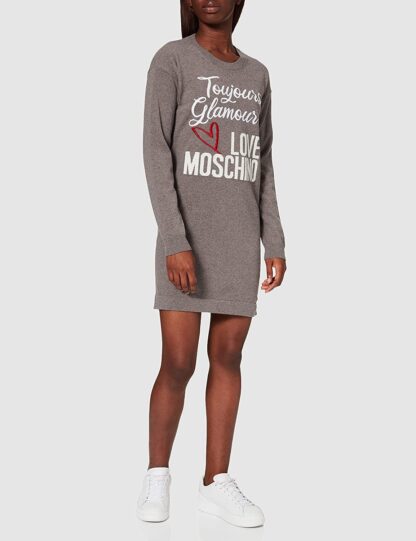 Love Moschino - Chic Wool-Blend Logo Dress in Gray