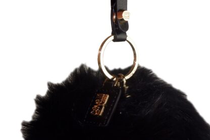 Cavalli Class - Elegant Fox Fur and Leather Keyholder in Black