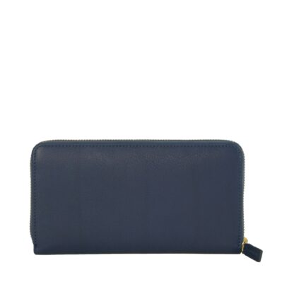 Cavalli Class - Elegant Long Zipper Calfskin Wallet in Blue