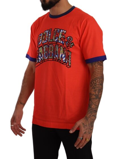 Dolce & Gabbana - Elegant Orange Crew Neck Logo Tee