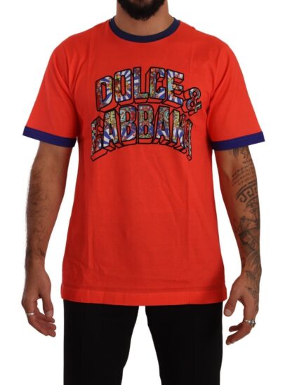 Dolce & Gabbana - Elegant Orange Crew Neck Logo Tee