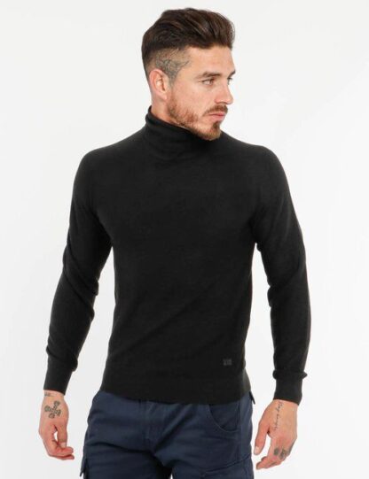 Yes Zee - Chic High-Collar Black Sweater