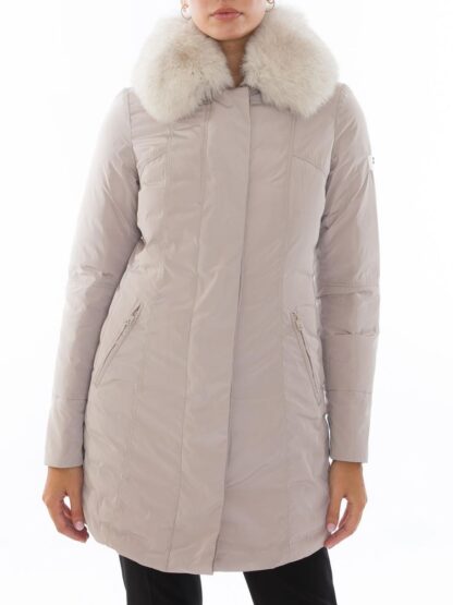 Peuterey - Chic Gray Goose Down Jacket with Luxe Fox Fur Hood