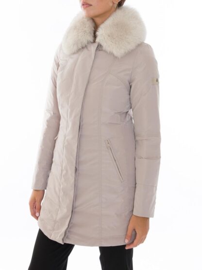 Peuterey - Chic Gray Goose Down Jacket with Luxe Fox Fur Hood