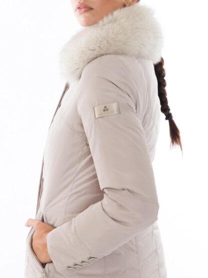 Peuterey - Chic Gray Goose Down Jacket with Luxe Fox Fur Hood