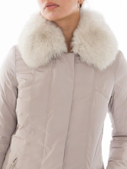 Peuterey - Chic Gray Goose Down Jacket with Luxe Fox Fur Hood