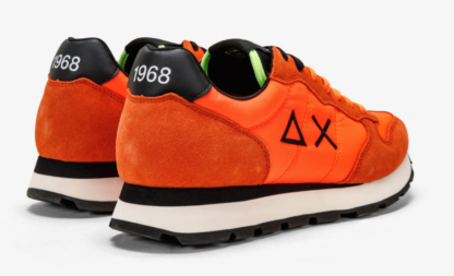 Sun68 - Fluo Orange Sneaker with Leather Accents