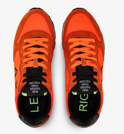 Sun68 - Fluo Orange Sneaker with Leather Accents