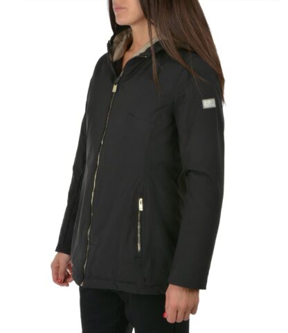 Yes Zee - Elegant Black Hooded Down Jacket for Women