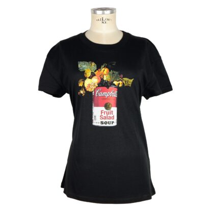 Diego Venturino - Italian Chic Black Cotton Tee with Artful Print