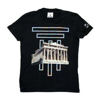 Diego Venturino - Italian Chic Black Cotton Tee with Artful Print