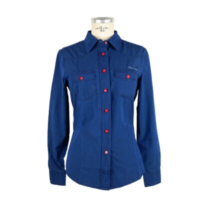 Jacob Cohen - Elegant Blue Cotton Blouse with Red Buttons