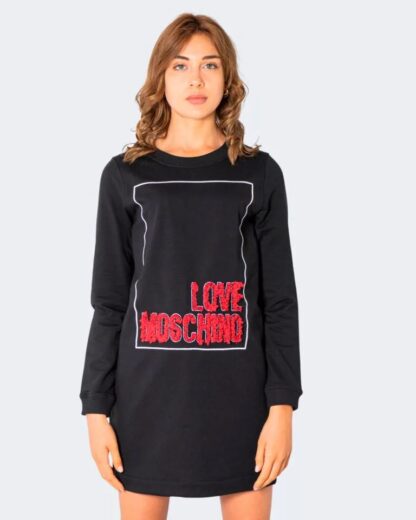 Love Moschino - Embossed Logo Cotton Dress in Black