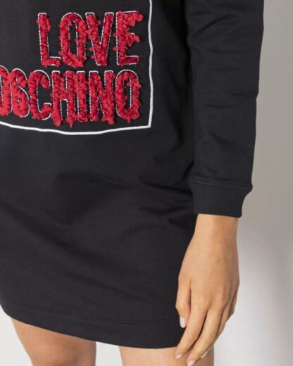 Love Moschino - Embossed Logo Cotton Dress in Black