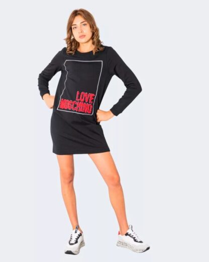 Love Moschino - Embossed Logo Cotton Dress in Black