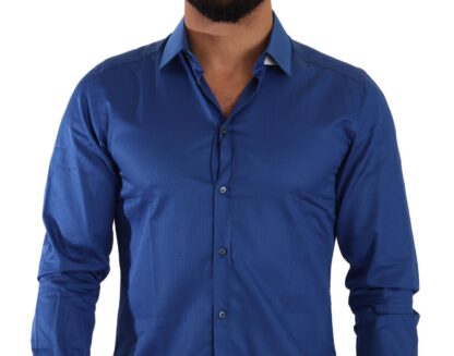 Dolce & Gabbana - Elegant Blue Martini Slim Fit Cotton Shirt