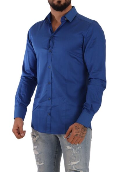 Dolce & Gabbana - Elegant Blue Martini Slim Fit Cotton Shirt