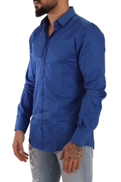 Dolce & Gabbana - Elegant Blue Martini Slim Fit Cotton Shirt