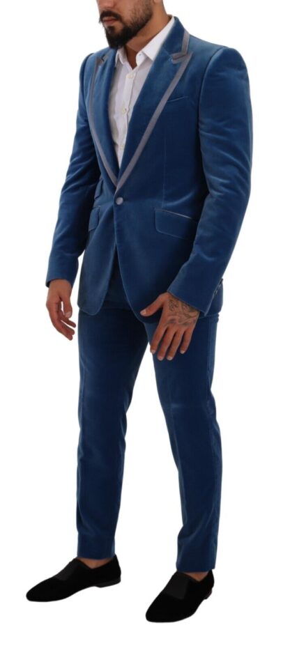 Dolce & Gabbana - Elegant Velvet Blue Slim Fit Suit