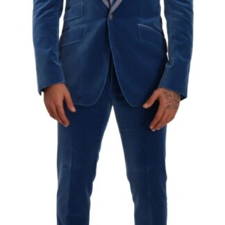 Dolce & Gabbana - Elegant Navy Slim Fit Wool Silk Two-Piece Suit