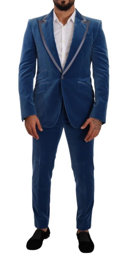 Dolce & Gabbana - Elegant Velvet Blue Slim Fit Suit