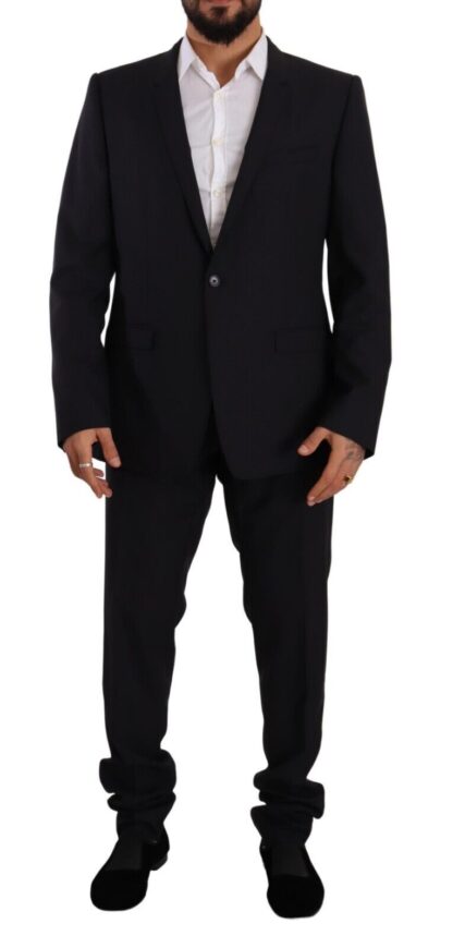 Dolce & Gabbana - Elegant Navy Slim Fit Wool Silk Two-Piece Suit