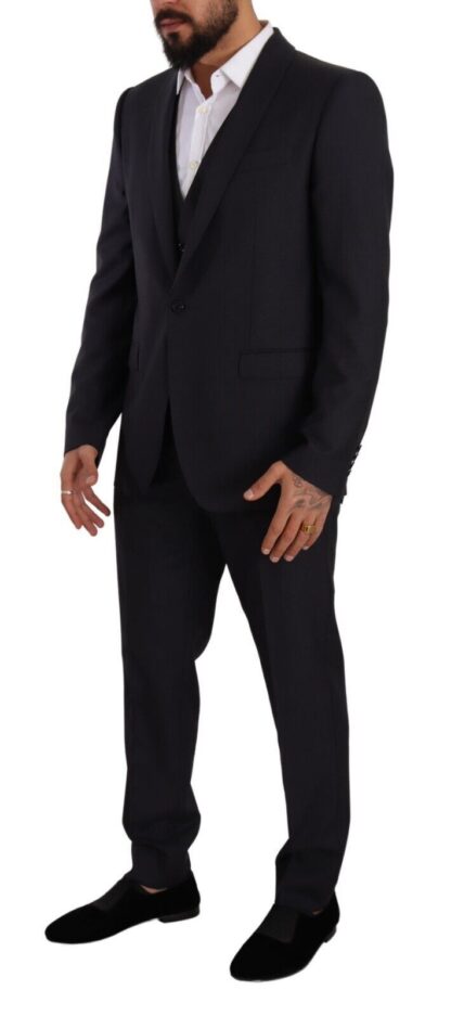 Dolce & Gabbana - Elegant Navy Blue Wool Silk Men's Martini Suit