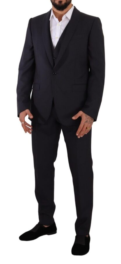 Dolce & Gabbana - Elegant Navy Blue Wool Silk Men's Martini Suit