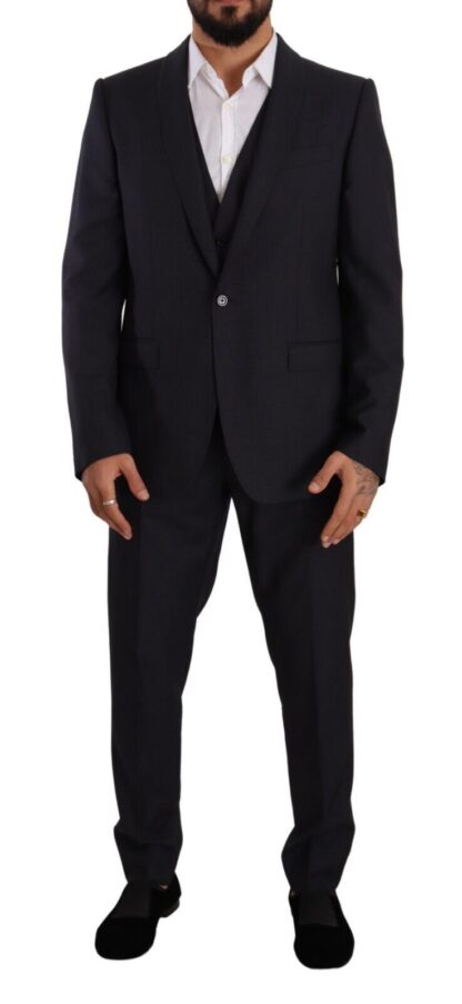 Dolce & Gabbana - Elegant Navy Blue Wool Silk Men's Martini Suit