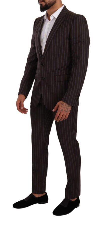 Dolce & Gabbana - Elegant Maroon Striped Slim Fit Suit