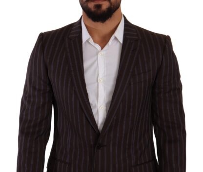 Dolce & Gabbana - Elegant Maroon Striped Slim Fit Suit