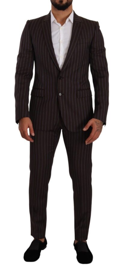 Dolce & Gabbana - Elegant Maroon Striped Slim Fit Suit