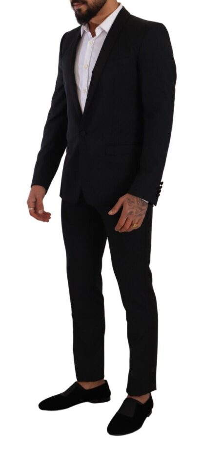 Dolce & Gabbana - Elegant Black Patterned Wool-Silk Suit