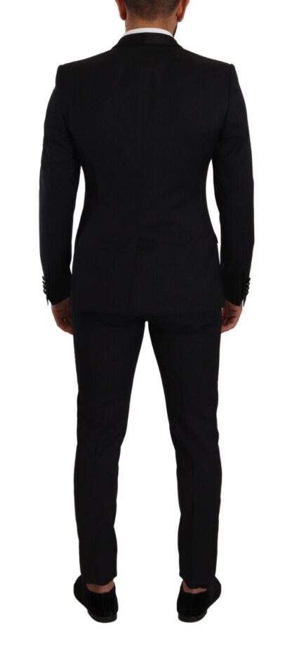 Dolce & Gabbana - Elegant Black Patterned Wool-Silk Suit