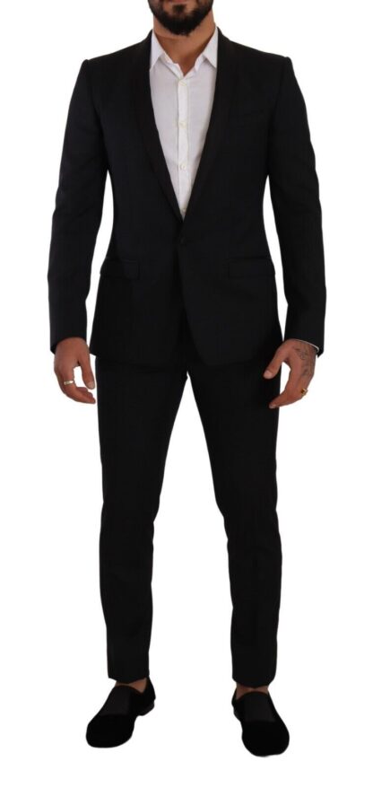 Dolce & Gabbana - Elegant Black Patterned Wool-Silk Suit